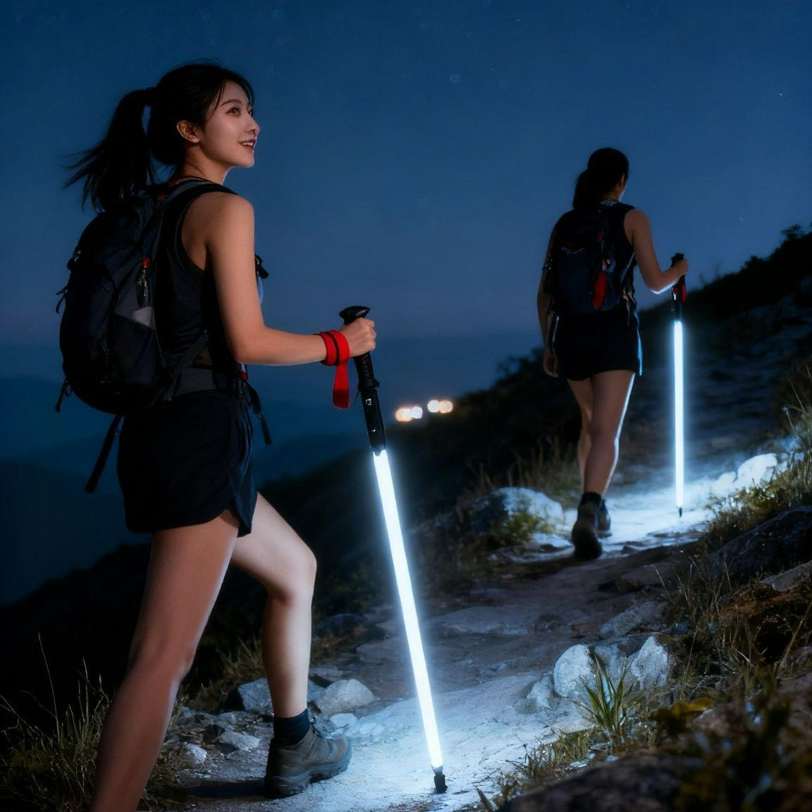 Glowing Hiking Poles with LED Light - Ultra Lightweight Walking Sticks for Night Hiking, Trekking & Outdoor Adventure | Wholesale Available